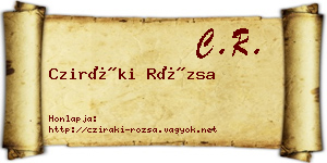 Cziráki Rózsa névjegykártya