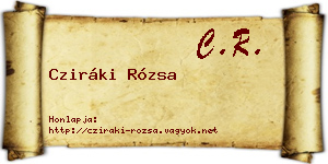 Cziráki Rózsa névjegykártya